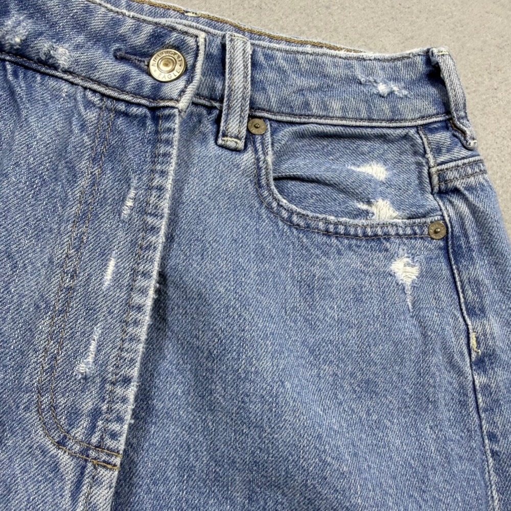 American Eagle Women Light Wash Distressed Denim Skort Comfort Stretch Size 2